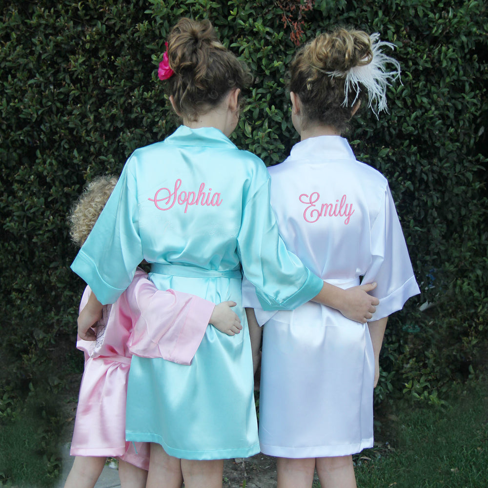 Personalized Satin Girls Robe with Name on Back