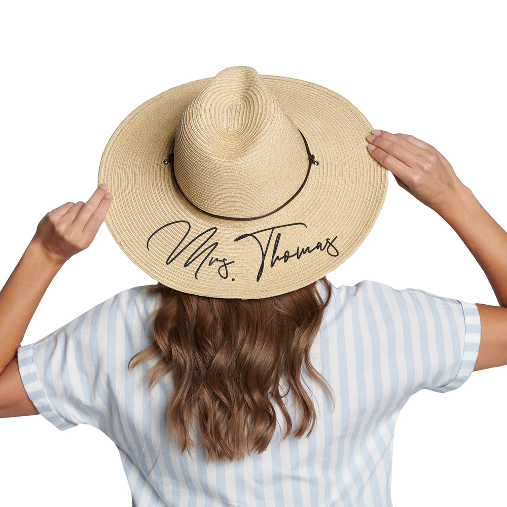 Personalized Mrs. Honeymoon Beach Hat with Pinched Crown