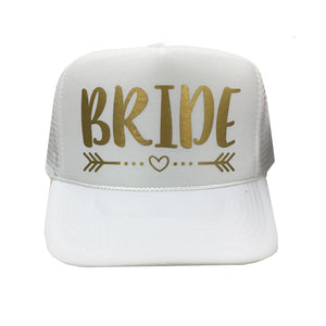 Bride Hat, Trucker Hat, Arrow and Heart, Bride Baseball Hat, Wedding Hat, Bachelorette Party Hats