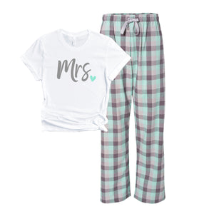The New Mrs. Metallic Silver and Mint Pajama Set