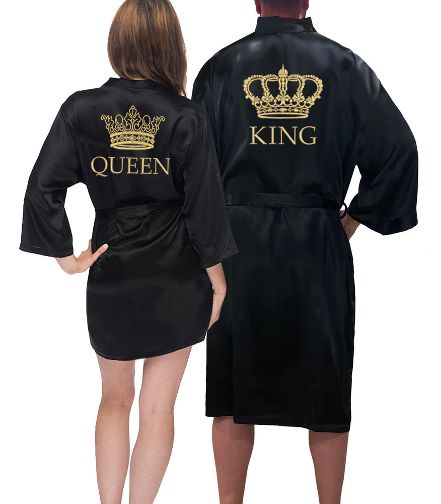 King and Queen Satin Robe Set