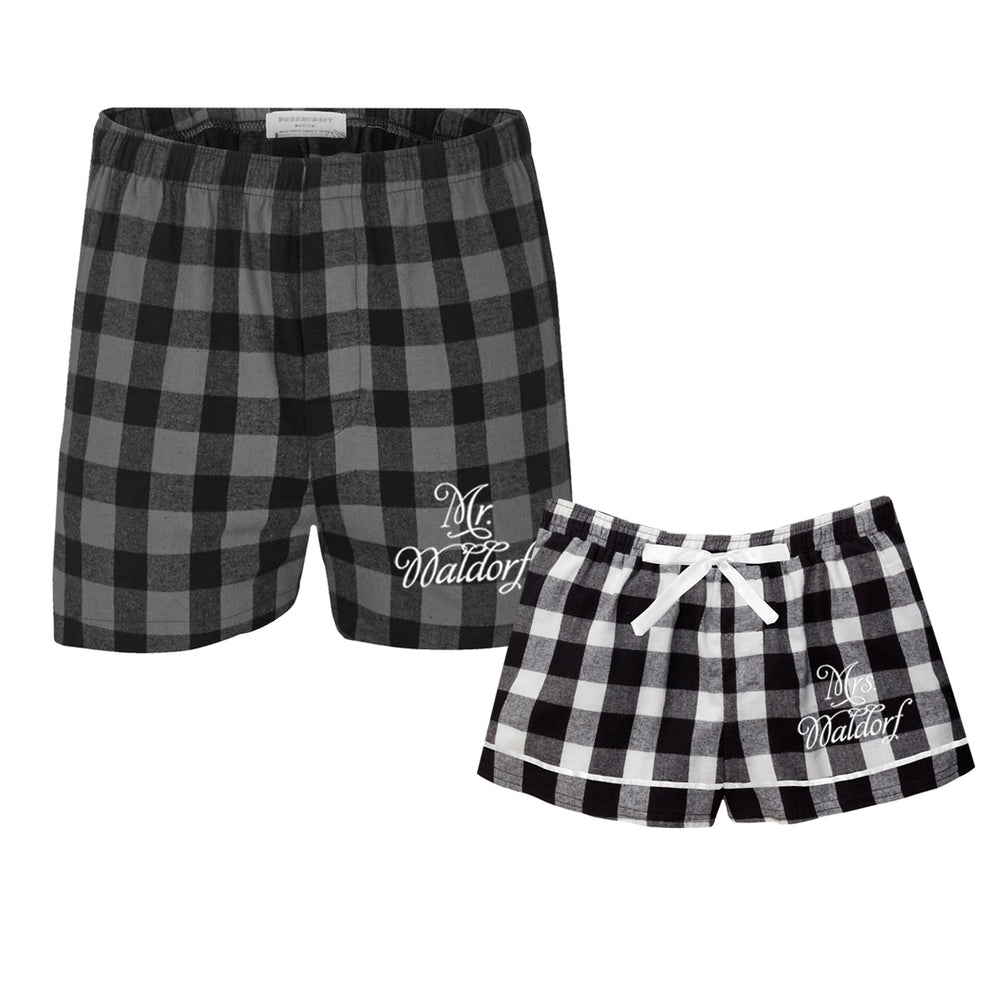 Personalized Mr. and Mrs. Flannel Boxer Set