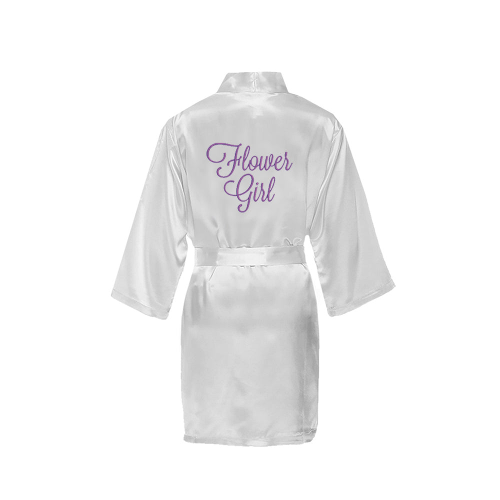 Satin Flower Girl Robe with Title on Back