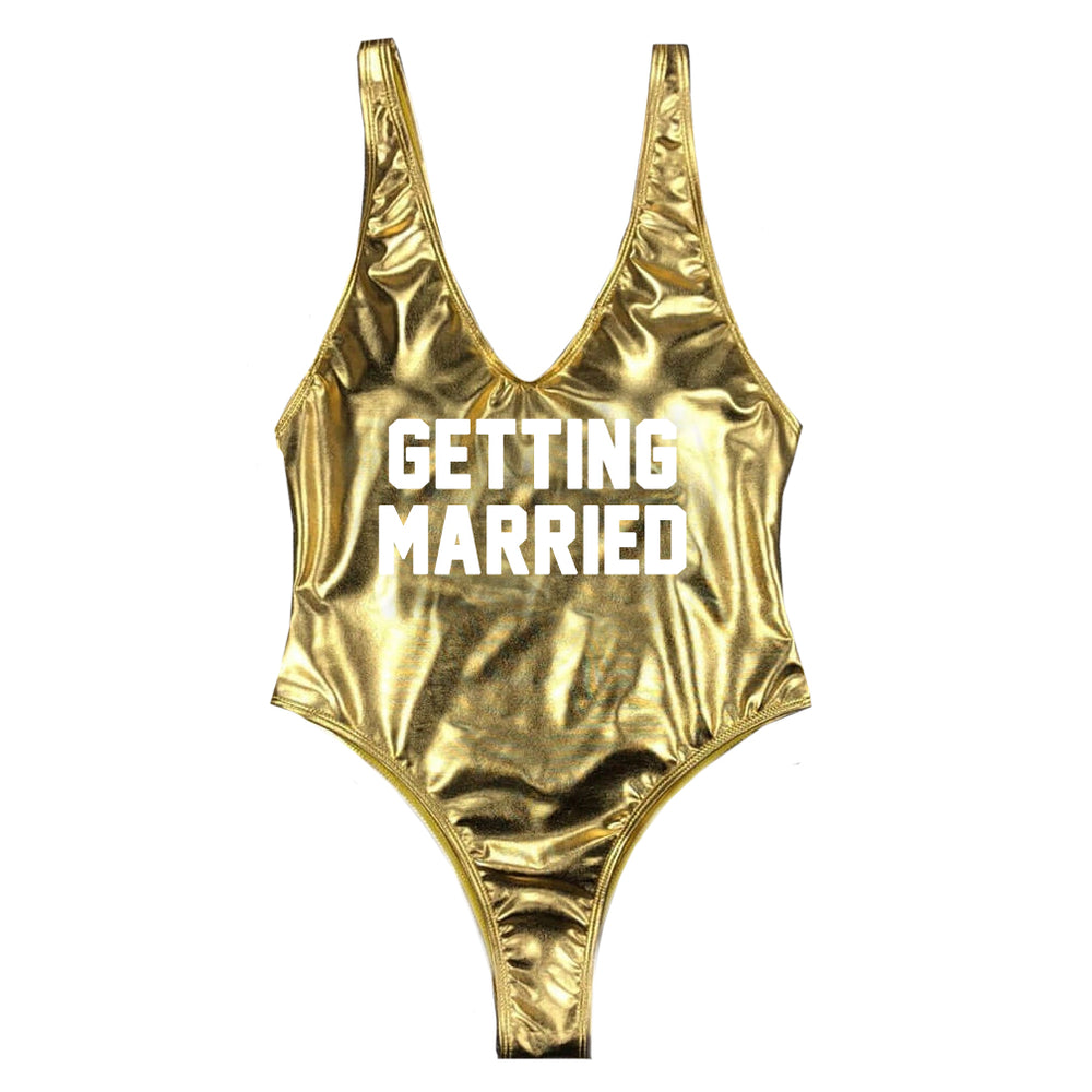 Getting Married High Cut One Piece - Metallic Gold
