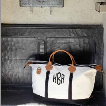 Custom Fashion Monogrammed Canvas And Leather Travel Tote Bags