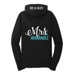 Personalized Mrs. Hoodie with Wedding Date on Hood, Customized Mrs. Hoodie, Bride Hoodie with Wedding Date