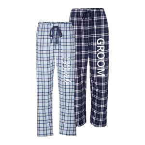 Bride and Groom Flannel Pajama Set - Light Blue and Navy
