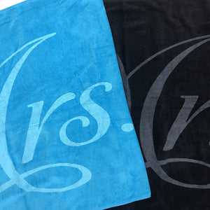 Mr. and Mrs. Towel Set - Black and Turquoise