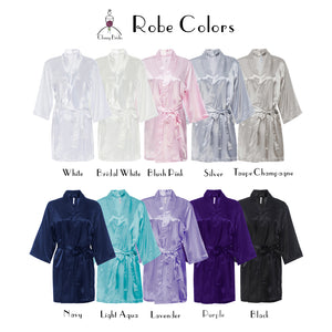 Satin Robe with Wedding Date on Cuff and Mrs. Name on Back