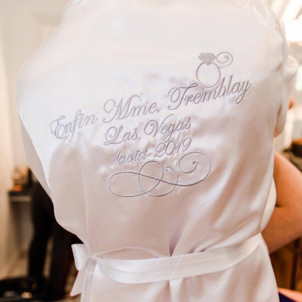 Scroll Robe Mrs. Scroll Robe, Satin Wedding Ring Robe, Bride Robe with Ring ...