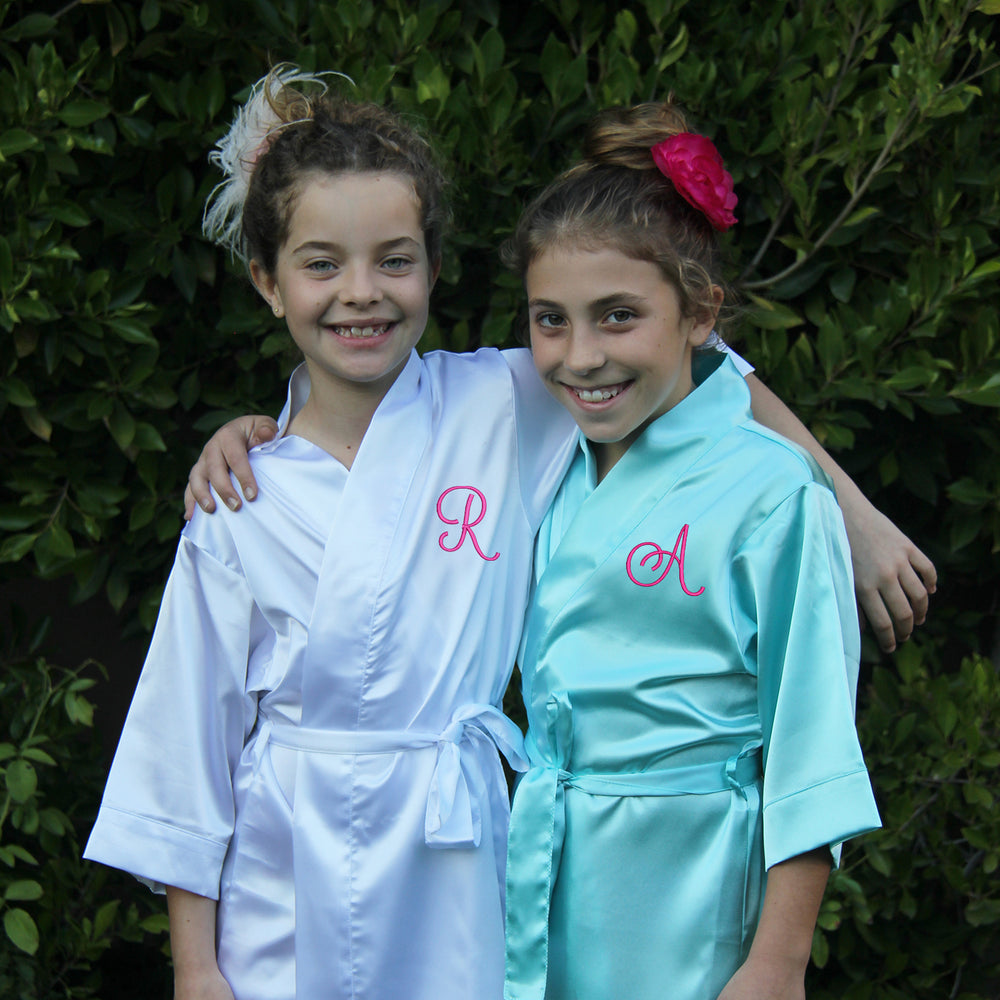 Monogrammed Satin Girls Robe