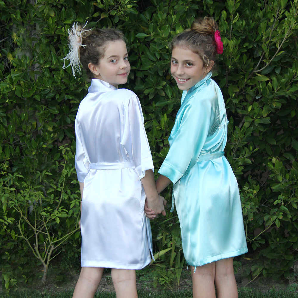 Monogrammed Satin Girls Robe