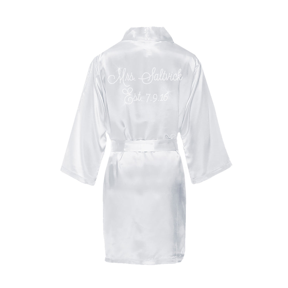 Custom Rhinestone Mrs. Bridal Robe with Wedding Date