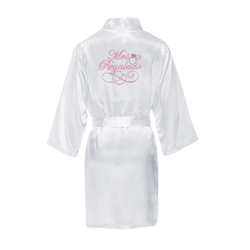 Scroll Robe Mrs. Scroll Robe, Satin Wedding Ring Robe, Bride Robe with Ring ...