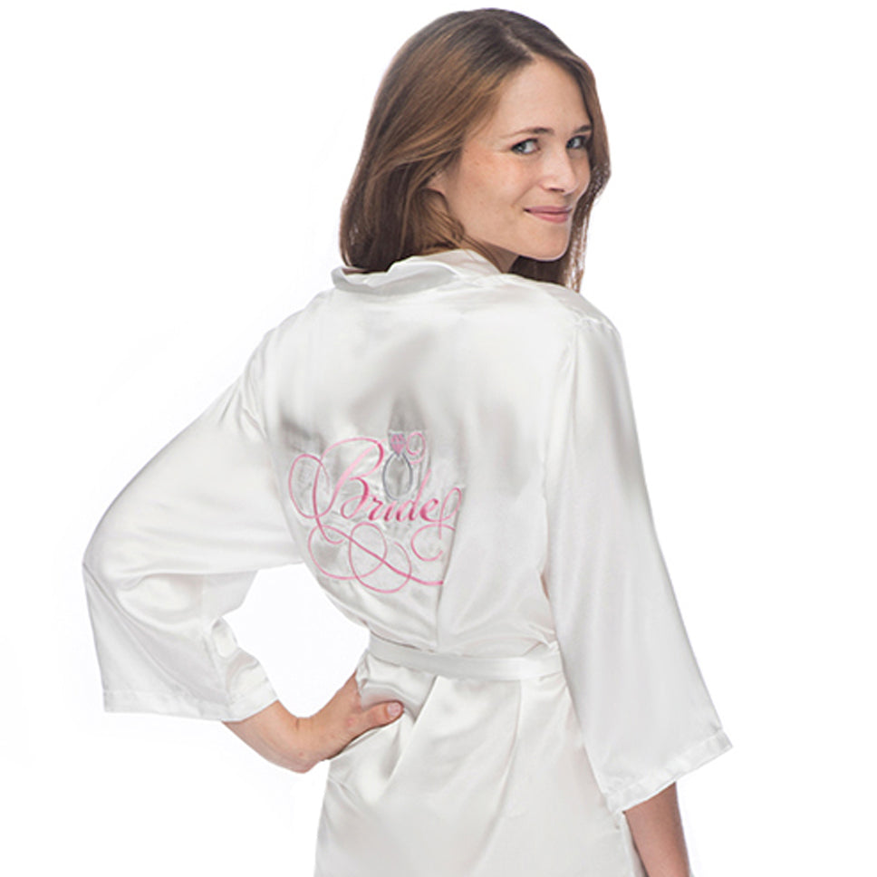 Bride Robe, White Satin Bridal Robe, Wedding Robe, Custom Bride Robe ...