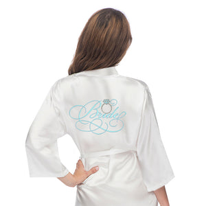 Bridal Satin Robe with Wedding Ring - KNEE LENGTH