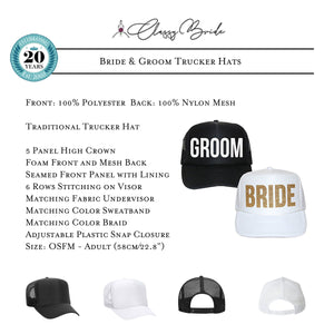 Bride and Groom Trucker Hat Set