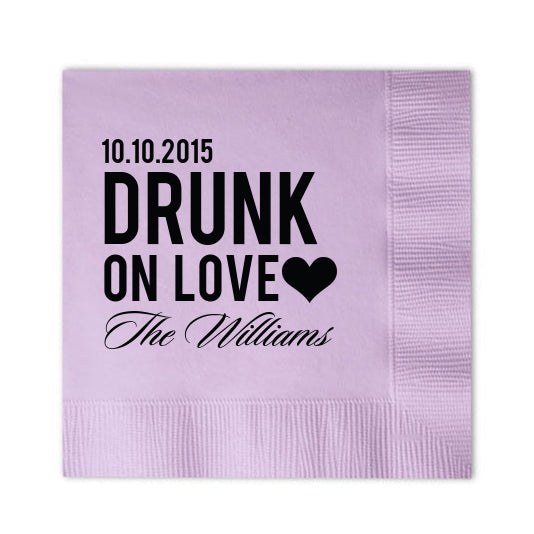 Personalized Napkins DRUNK ON LOVE - Set of 100