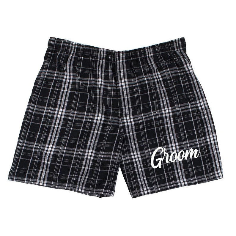 Groom Boxers, Flannel Groom Underwear, Groom Underwear