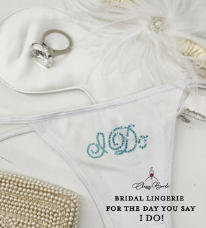 I Do Something Blue Rhinestone Bridal Thong