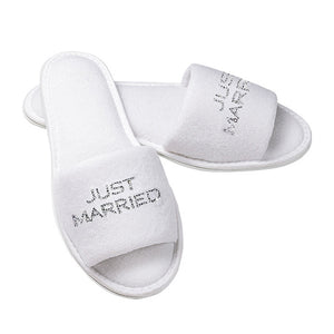 
            
                Load image into Gallery viewer, JUST MARRIED Rhinestone Slippers
            
        