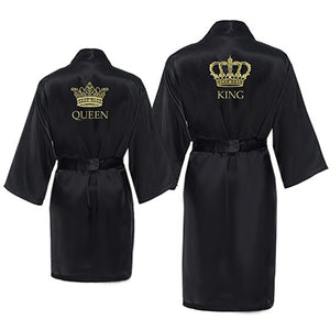 King and Queen Satin Robe Set