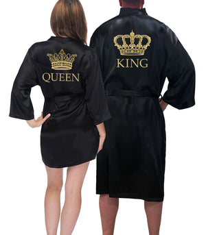 
            
                Load image into Gallery viewer, King and Queen Satin Robe Set
            
        