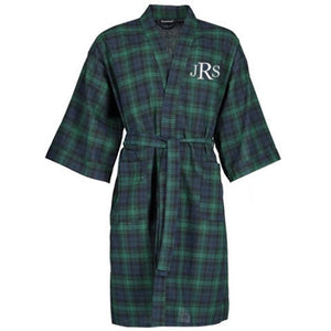 Monogrammed Mens Plaid Robe