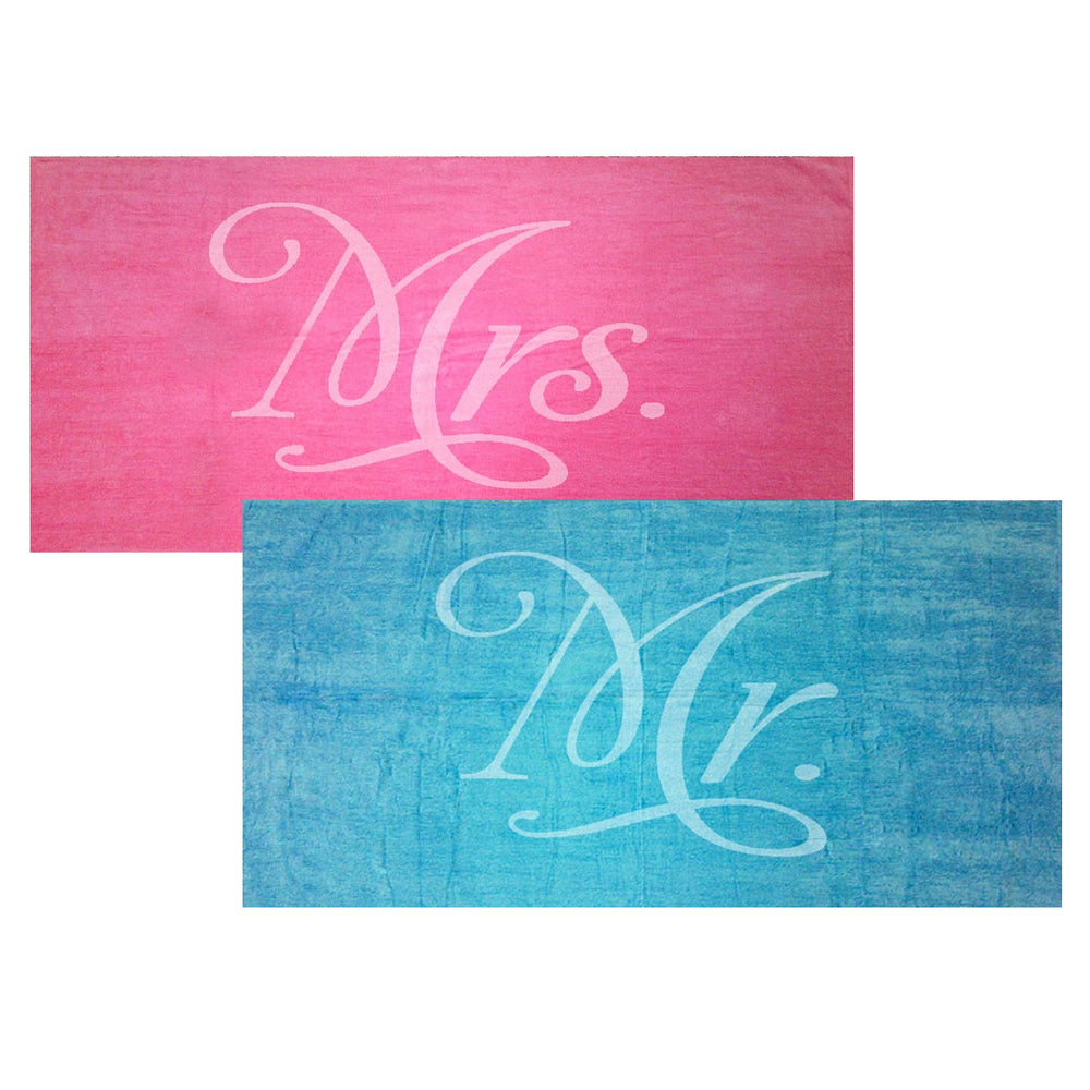 
            
                Load image into Gallery viewer, Mr. and Mrs. Towel Set - Turquoise and Fuchsia
            
        