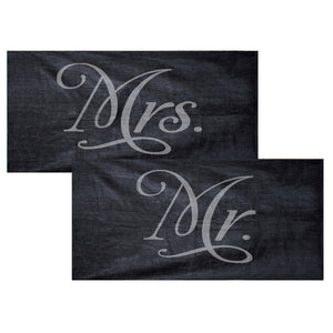 Personalized Mr. and Mrs. Beach Towel Tote Bag Set