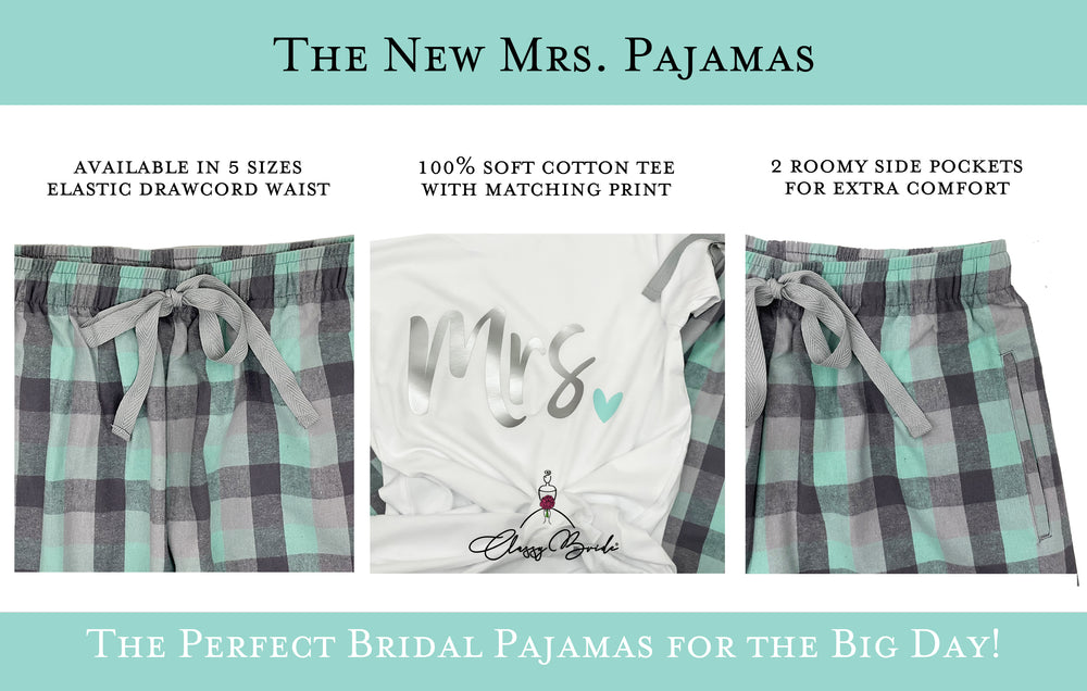 
            
                Load image into Gallery viewer, The New Mrs. Metallic Silver and Mint Pajama Set
            
        