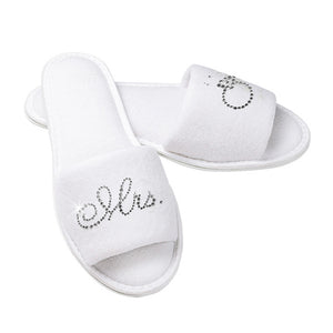 Mrs. Bridal Slippers with Rhinestone Mrs. and Diamond Ring
