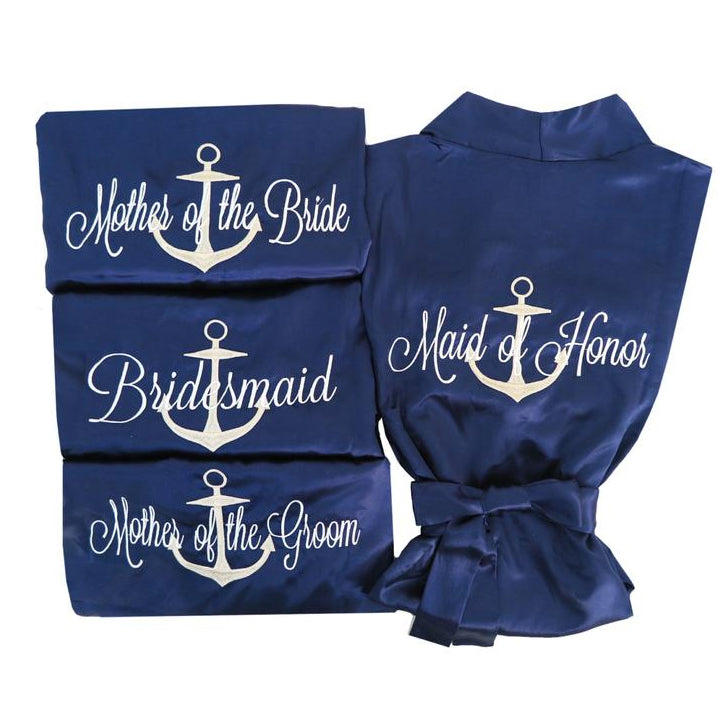 Personalized Anchor Satin Robe with Title on Back