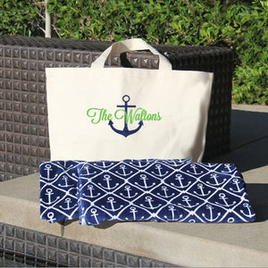 Personalized Anchor Beach Bag and Towel Set