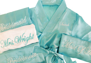 Personalized Mrs. Satin Bridal Robe with Name on Front