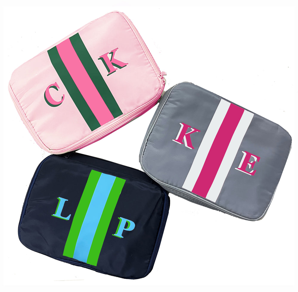 
            
                Load image into Gallery viewer, Personalized Shadow Stripe Cosmetic Bag
            
        