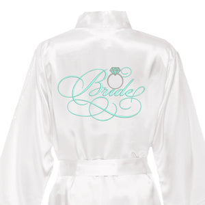 Bridal Satin Robe with Wedding Ring - KNEE LENGTH