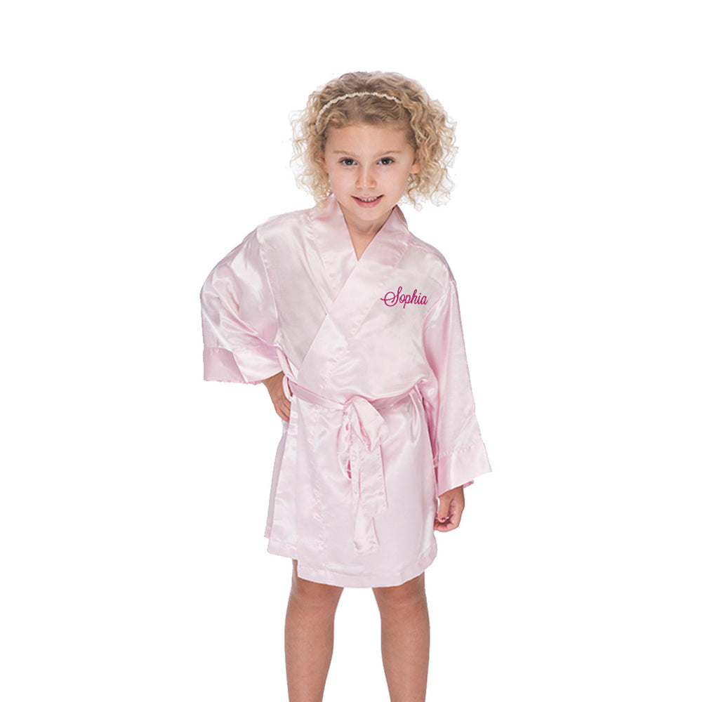 Monogrammed Satin Girls Robe