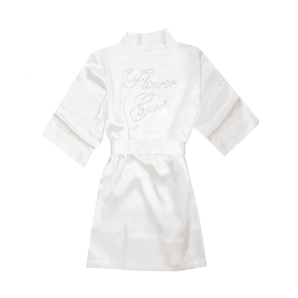 Monogrammed Satin Girls Robe
