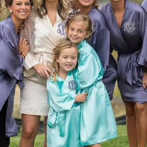 Monogrammed Satin Girls Robe