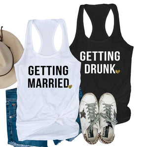 getting married getting drunk tank tops, bachelorette party shirts