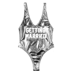 Getting Drunk High Cut One Piece - Metallic Silver