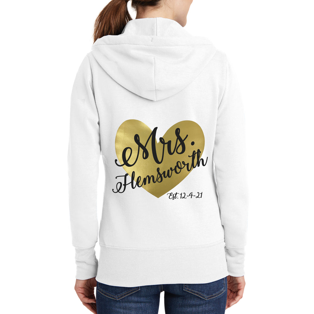 Personalized Mrs. Heart Hoodie with Wedding Date