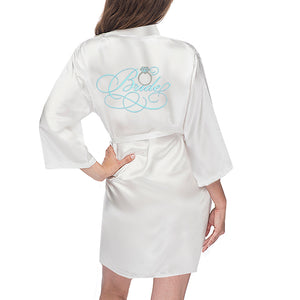 Bridal Satin Robe with Wedding Ring - KNEE LENGTH