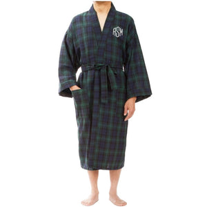 Monogrammed Mens Plaid Robe