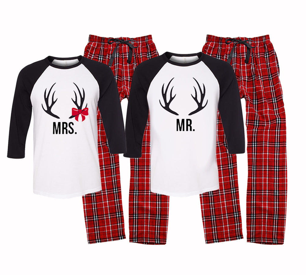 
            
                Load image into Gallery viewer, Mr. and Mrs. Antler Christmas Pajama Set
            
        
