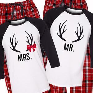 Mr. and Mrs. Antler Christmas Pajama Set