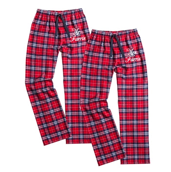 
            
                Load image into Gallery viewer, Personalized Mr. and Mrs. Flannel Pajamas, Bride and Groom Pajamas, Mr. and Mrs. Flannels
            
        