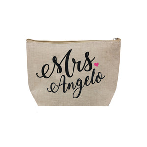 Personalized Mrs. Jute Cosmetic Bag