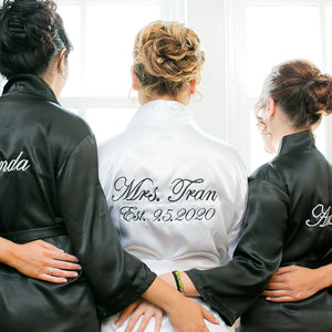 Personalized Mrs. Satin Bridal Robe with Name on Front